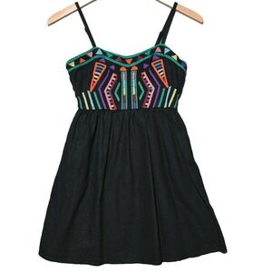 Staring at Stars Dress Women 4 Fit n Flare A-Line Embroidered Linen Boho Beach